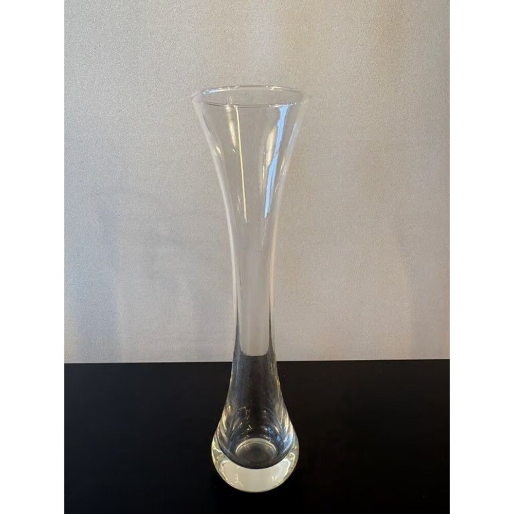 Set of 4 Slim Trumpet Bud Vases Clear Glass Waisted Form Modern Group